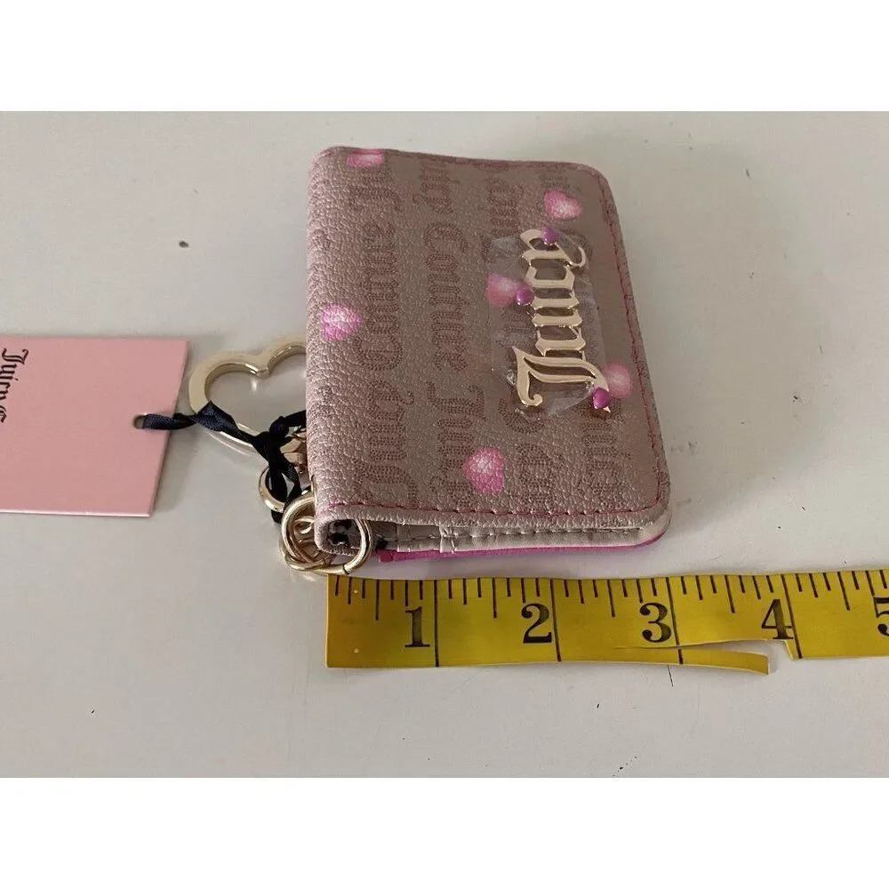 Juicy Couture Cafe Pink V-I Heart Juicy Card Case Key‎ Fob Wallet NEW